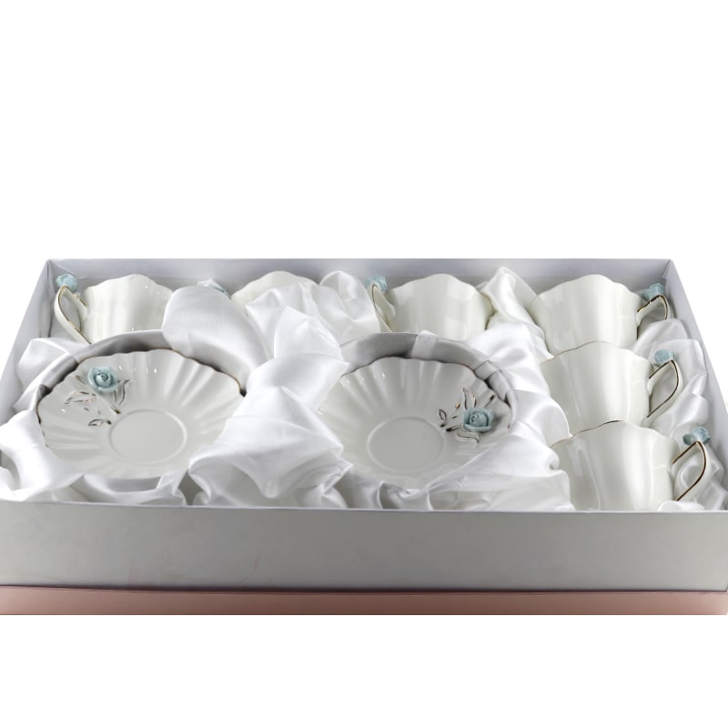 Թեյի բաժակ Prime AF1-220FP սպիտակ կերամիկա 220մլ կապույտ ծաղիկներով 6 հատ 2