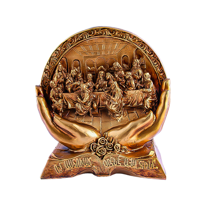 Հուշանվեր արձանիկ «Խորհրդավոր Ընթրիքը ձեռքերի մեջ» 108 N177 ոսկեգույն