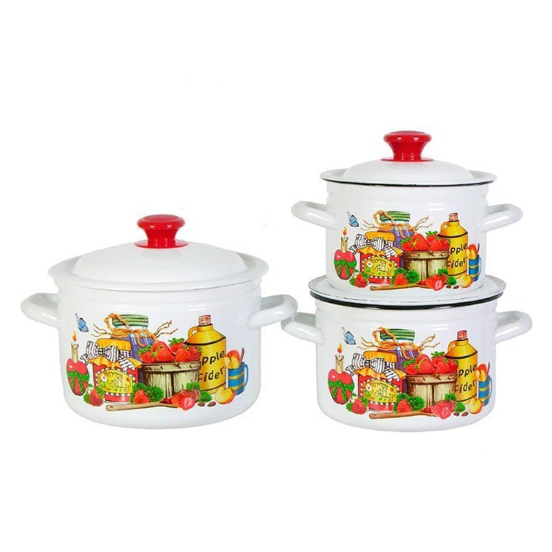 Կաթսաների Հավաքածու КМЗ Деревенский-1 6 Կտորից Էմալապատ Պողպատ 2