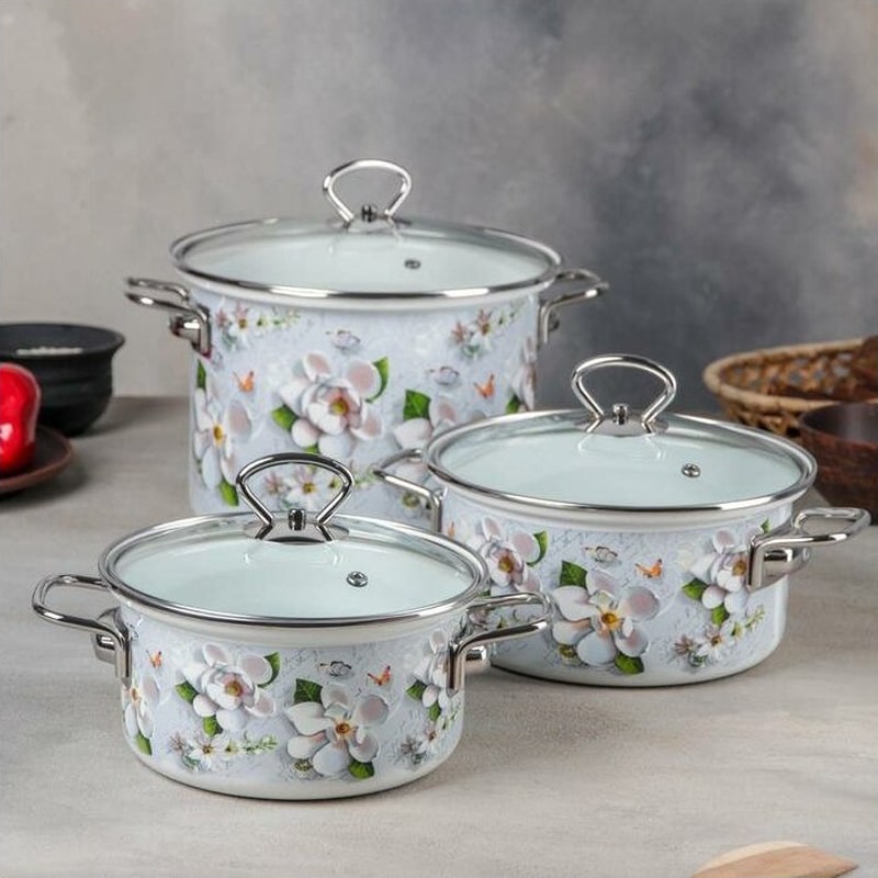 Կաթսաների Հավաքածու КМЗ Рельеф 1 Элит 6 Կտորից Էմալապատ Պողպատ 2