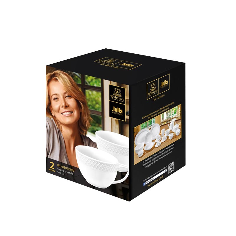 Թեյի բաժակ Wilmax WL-880109-JV/2C ճենապակի 500մլ սպիտակ 3