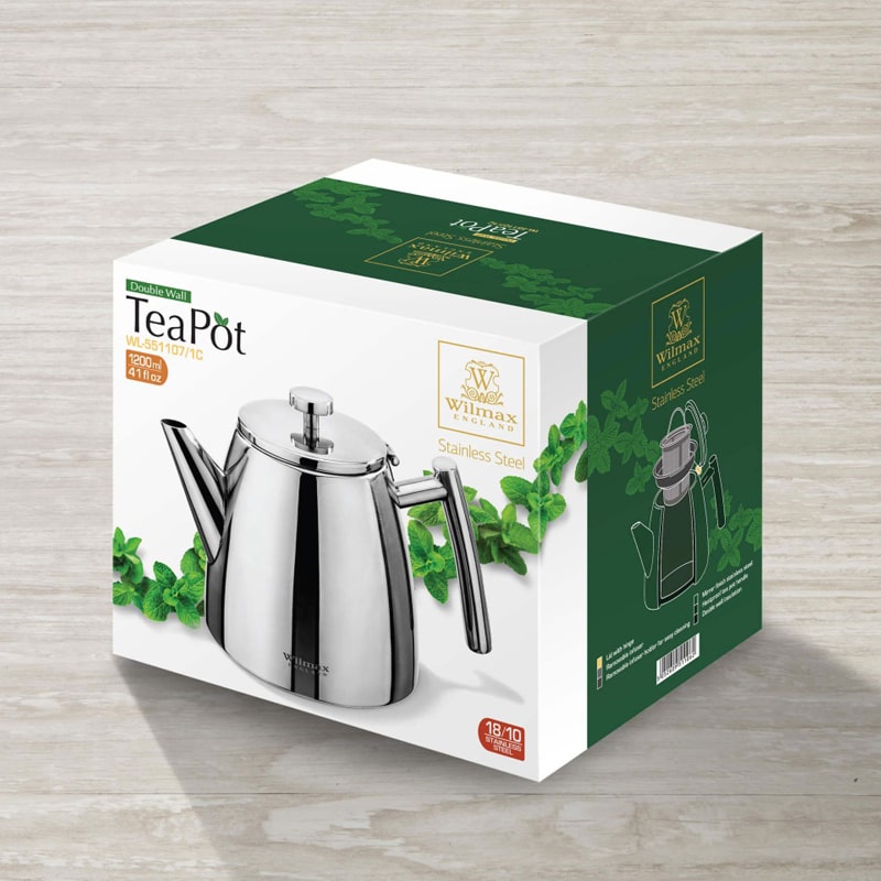 Երկպատ թեյնիկ-թրմիչ Wilmax WL-551107/1C արծաթագույն չժանգոտվող պողպատ 1200մլ 3