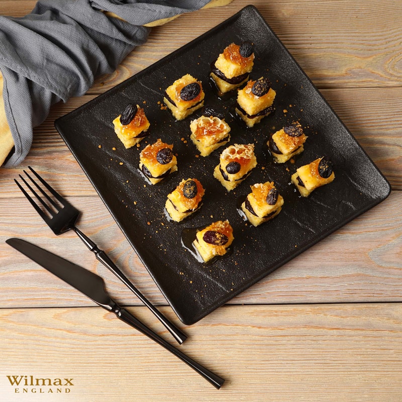 Քառակուսի ափսե Wilmax WL-661106/A SlateStone սև ճենապակի 21.5սմ 3