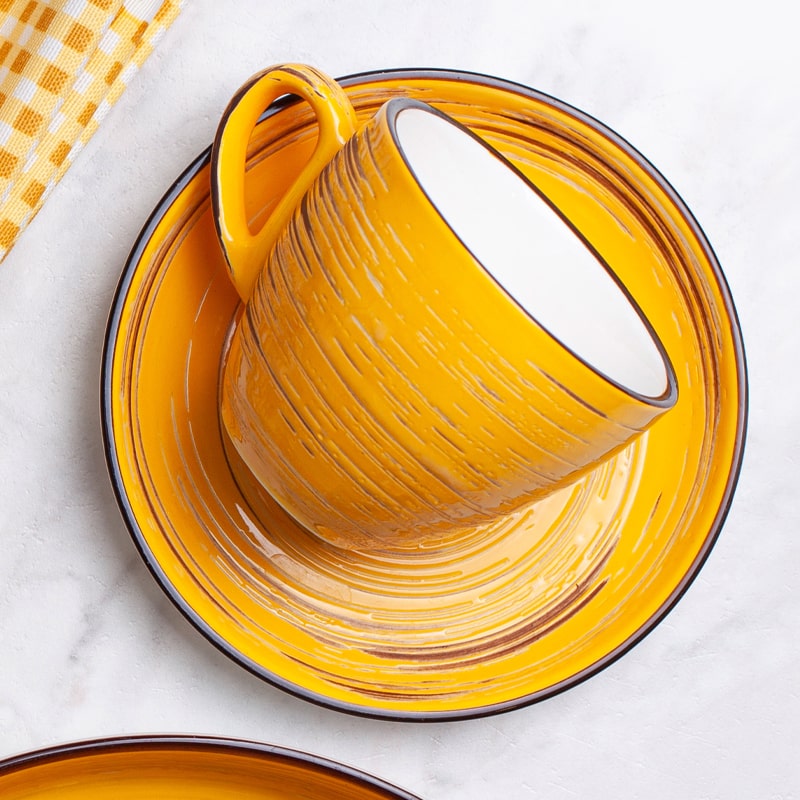 Սուրճի բաժակ Wilmax WL-669435/A Spiral ճենապակի 190մլ դեղին 6 հատ 2