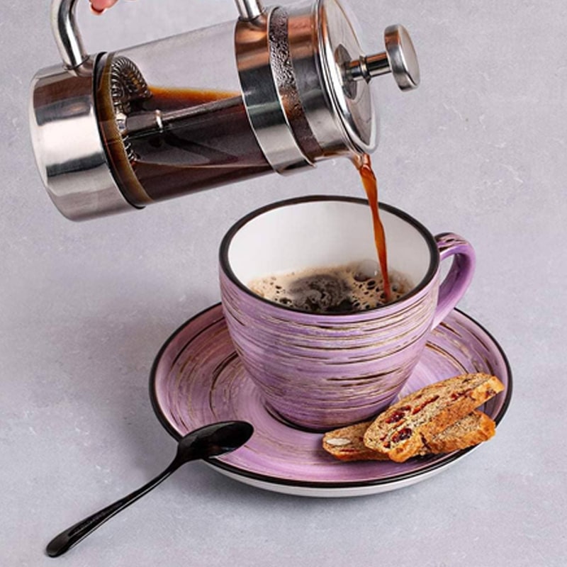 Թեյի բաժակ Wilmax WL-669736/A Spiral ճենապակի 300մլ մանուշակագույն 6 հատ 2