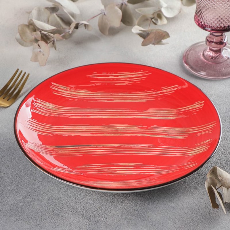 Կլոր ափսե Wilmax 668213/A 5501 N9 Scratch ճենապակի 23սմ կարմիր 2