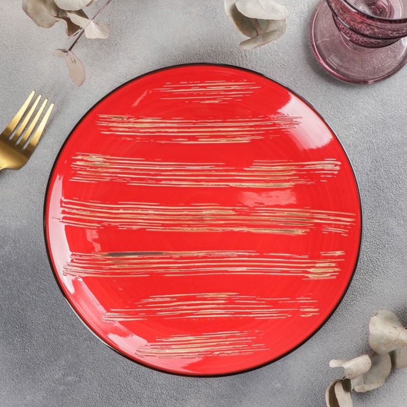 Կլոր ափսե Wilmax 668214/A 5500 N10 Scratch ճենապակի 25.5սմ կարմիր 2