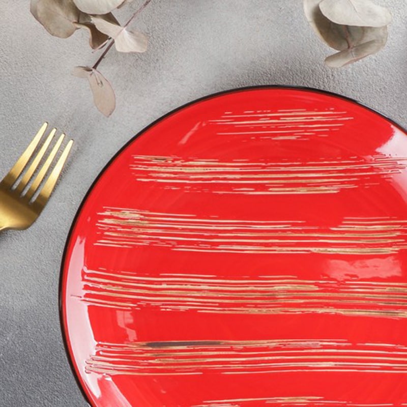 Կլոր ափսե Wilmax 668216/A 5503 Scratch N11 ճենապակի 28սմ կարմիր 2