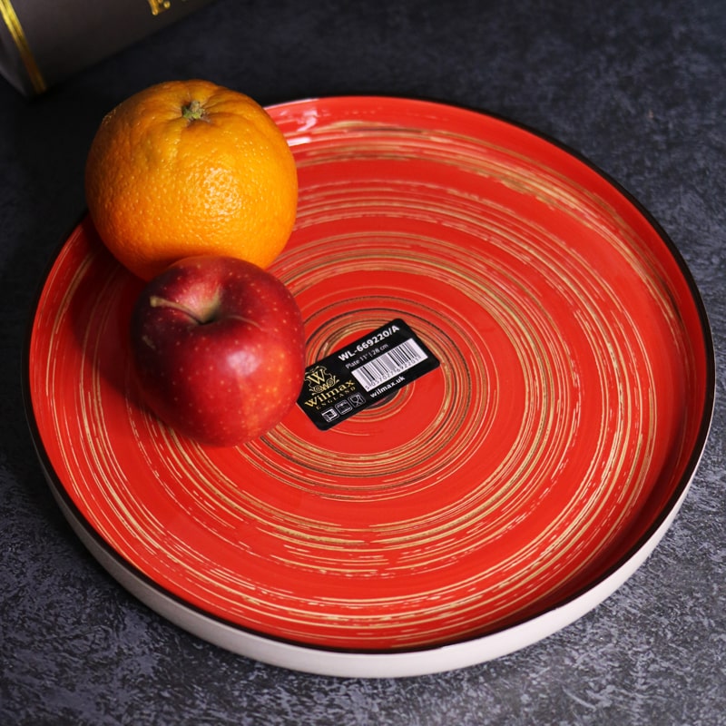 Կլոր ափսե Wilmax 669220/A Spiral կարմիր ճենապակի 28սմ 2