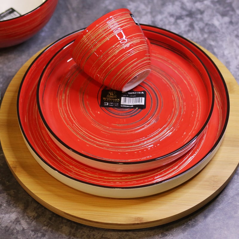 Կլոր ափսե Wilmax 669220/A Spiral կարմիր ճենապակի 28սմ 3
