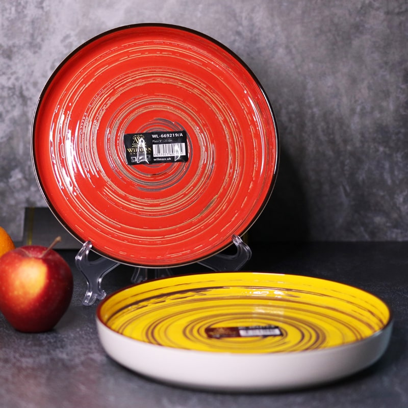 Կլոր ափսե Wilmax 669220/A Spiral կարմիր ճենապակի 28սմ 4