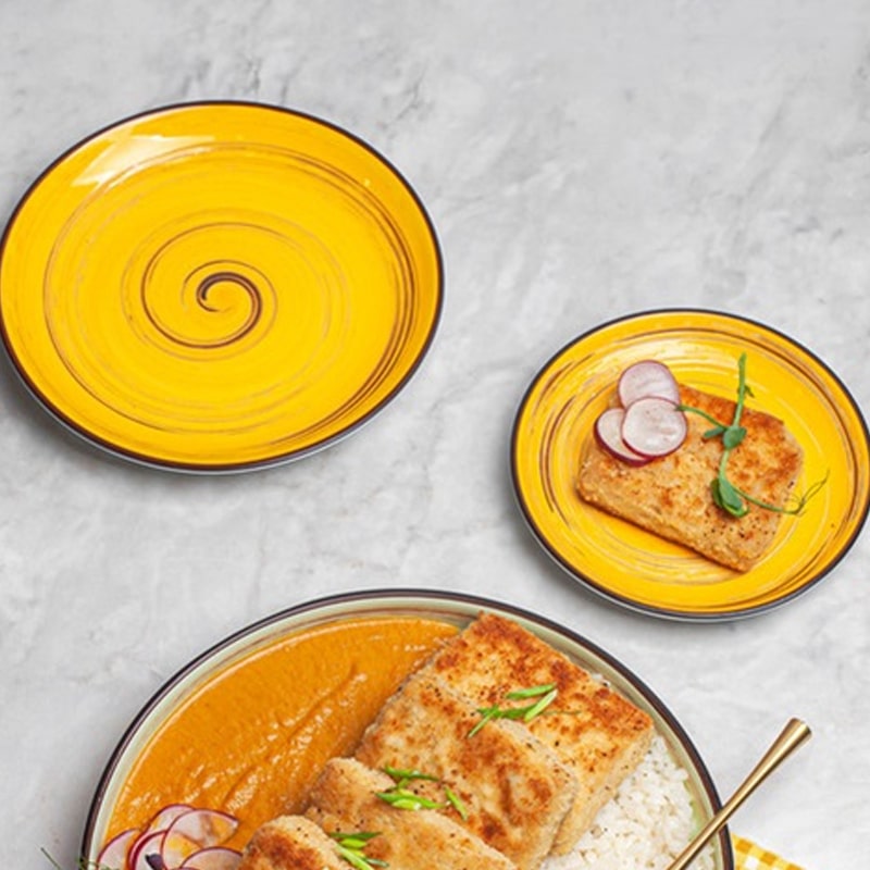 Կլոր ափսե Wilmax 669413/A 5570 N9 Spiral ճենապակի 23սմ դեղին 2