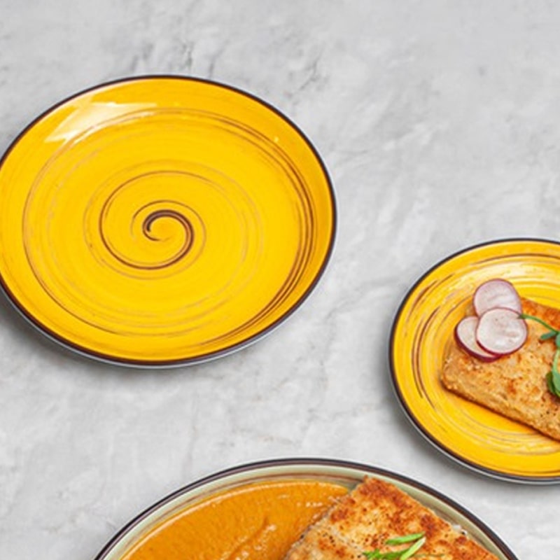 Կլոր ափսե Wilmax 669414/A 5571 N10 Spiral 25.5սմ դեղին 2