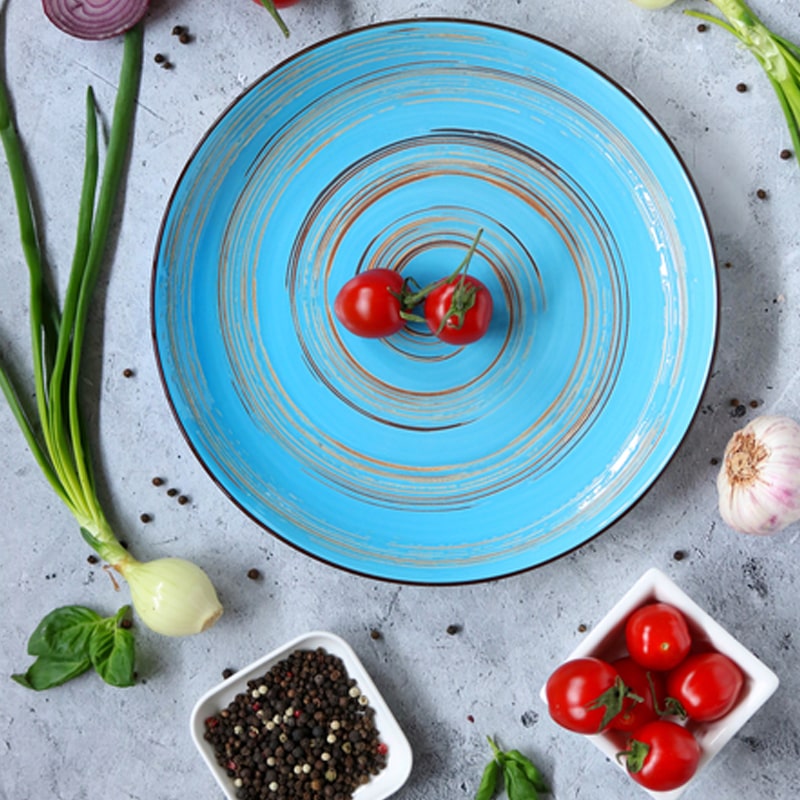 Կլոր ափսե Wilmax 669614/A 5605 N10 Spiral ճենապակի 25.5սմ կապույտ 2