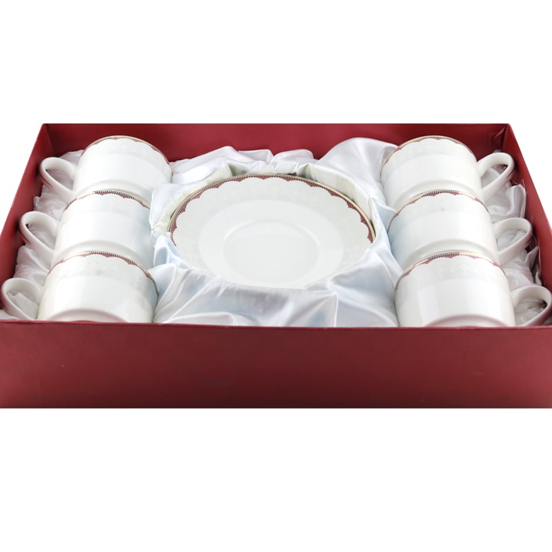 Թեյի բաժակ Lotus 1818B T121 կերամիկա կարմիր նախշերով 6 հատ 2