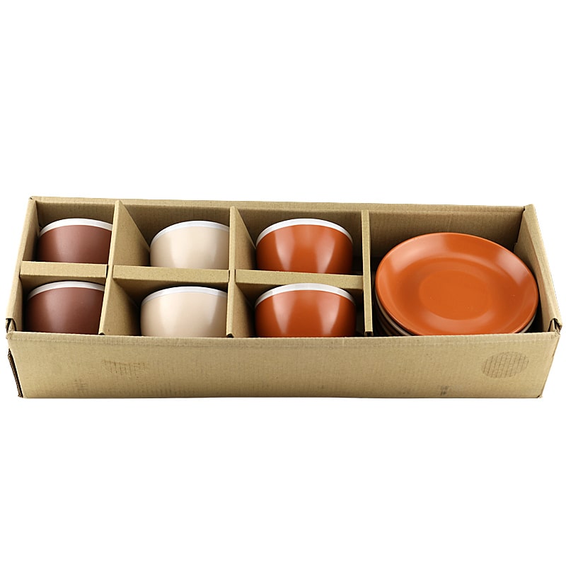 Թեյի բաժակ Platinium 19073C գունավոր կերամիկա սպիտակ եզրագծով 250մլ 6 հատ 2