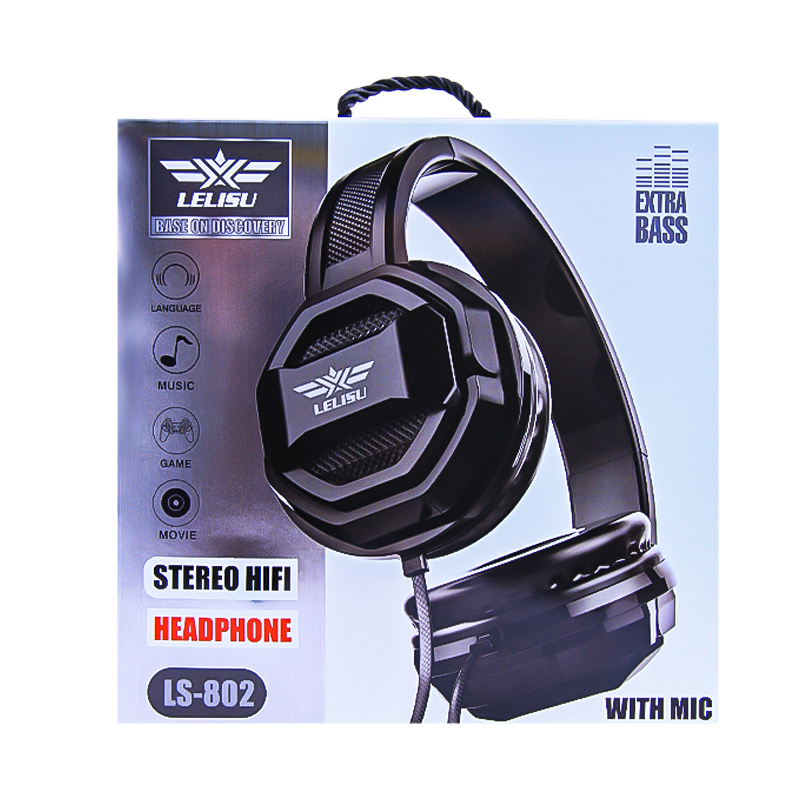 Լարային ստերեո Hi-Fi ականջակալներ Lelisu LS-802 միկրոֆոնով 120սմ