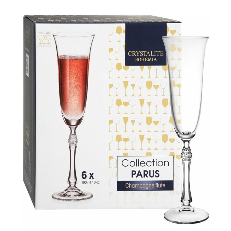 Շամպայնի բաժակ Crystalite Bohemia 1SF89/190 Parus Flute ապակի 190մլ 6 հատ 2
