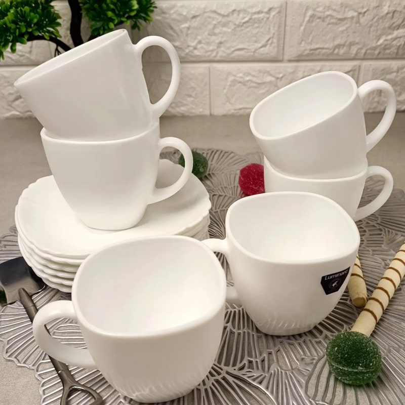 Թեյի բաժակ Luminarc Q0881 Carine Lotusia ապակի 220մլ սպիտակ 6 հատ 2