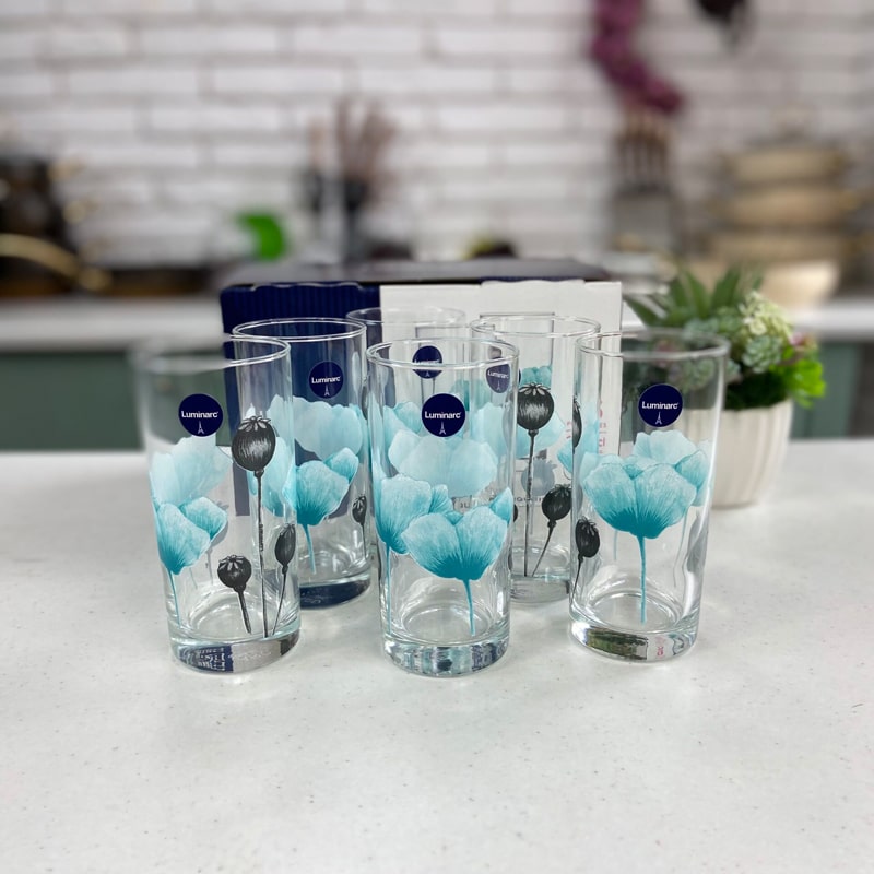 Հյութի բաժակ Luminarc Q6106 Angelique Turquoise ապակի 270մլ 6 հատ 2