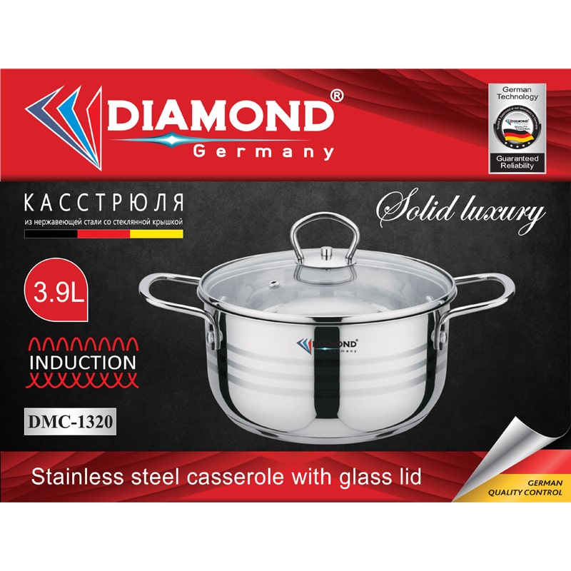 Կաթսա Diamond DMC-1320 չժանգոտվող պողպատ 20սմ 3.9լ 2