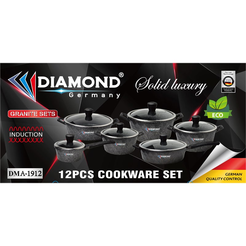 Կաթսաների, Թավաների Հավաքածու Diamond DMA-1912 12 կտորից Ալյումինե 2