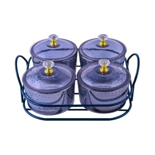 Խոհանոցային տարաների հավաքածու տակդիրով AG241-8-4 քառակուսի ապակի 4 հատ