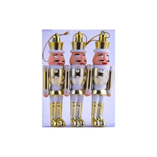 Տոնածառի խաղալիքների հավաքածու՝ զինվոր-շելկունչիկի տեսքով AG241-41-9 3 հատ