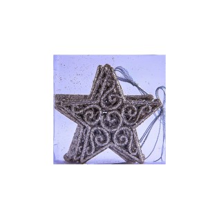 Տոնածառի դեկորատիվ խաղալիքների հավաքածու աստղի տեսքով AG241-41-24 գունավոր փայլով 8 հատ