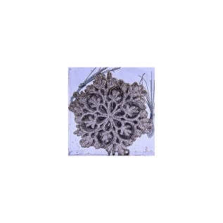 Տոնածառի դեկորատիվ խաղալիքների հավաքածու ձյան փաթիլի տեսքով AG241-41-27 գունավոր փայլով 12 հատ