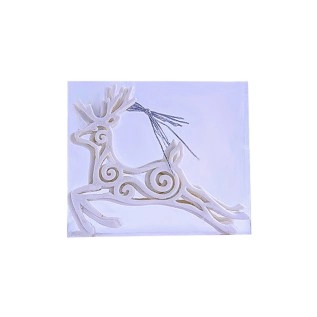 Տոնածառի դեկորատիվ խաղալիքների հավաքածու եղնիկի տեսքով AG241-41-34 սպիտակ փայլով 6 հատ