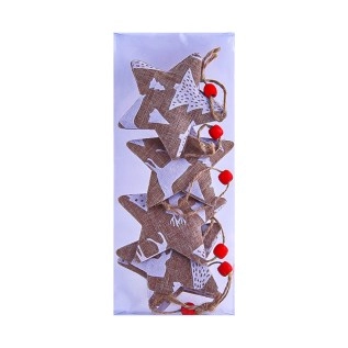 Տոնածառի կտորից խաղալիքների հավաքածու աստղի տեսքով AG241-41-49 6 հատ