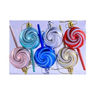 Տոնածառի խաղալիքների հավաքածու՝ սառնաշաքարի փայտիկների տեսքով AG242-47-2 11սմ 6 հատ