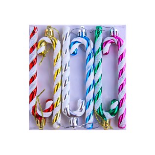 Տոնածառի խաղալիքների հավաքածու՝ հովվի ձեռնափայտի տեսքով AG242-47-8 6 հատ