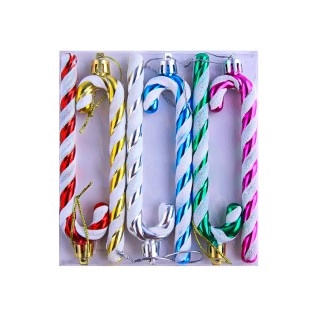 Տոնածառի խաղալիքների հավաքածու՝ հովվի ձեռնափայտի տեսքով AG242-47-8 6 հատ