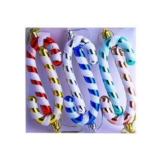 Տոնածառի խաղալիքների հավաքածու՝ հովվի ձեռնափայտի տեսքով AG242-47-9 6 հատ