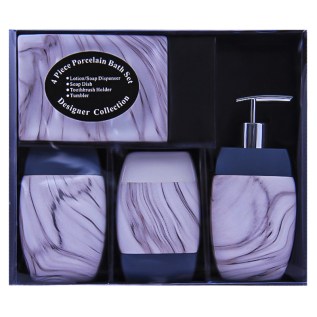 Լոգարանի պարագաների հավաքածու AG242-16-3 մոխրագույն մարմար 4 կտոր