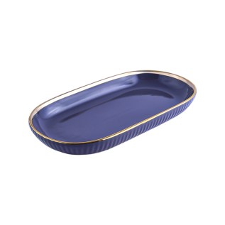 Մատուցարան AG243-24-35 օվալաձև մոխրագույն կերամիկա ոսկեգույն եզրագծով 25սմ