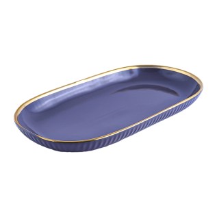 Մատուցարան AG243-24-36 օվալաձև մոխրագույն կերամիկա ոսկեգույն եզրագծով 30սմ