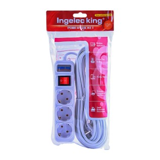 Երկարացման լար անջատիչով Ingelec King AG243-14-3 10մ 3 տեղանոց