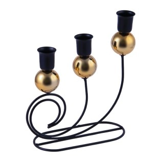 Մոմակալ AG251-21-10 սև-ոսկեգույն մետաղ 3 մոմի համար