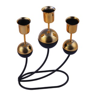 Մոմակալ AG251-21-12 սև-ոսկեգույն մետաղ 3 մոմի համար