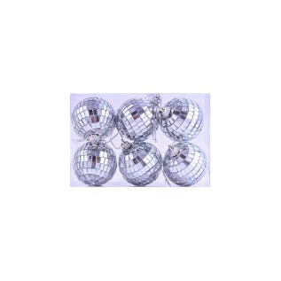 Տոնածառի կլոր խաղալիքների հավաքածու AG25C-1-73 արծաթագույն 5սմ 6 հատ