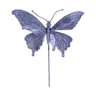 Ամանորյա զարդարանքի հավաքածու արծաթափայլ թիթեռի տեսքով AG25C-4-4 6 հատ