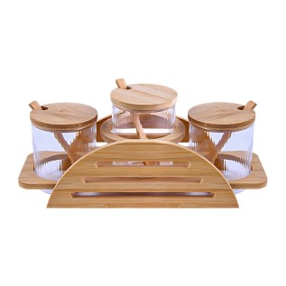 Խոհանոցային տարաների հավաքածու տակդիրով AG253-23-5 ապակի 3 հատ