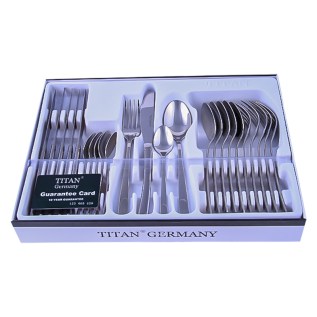 Դանակ-պատառաքաղ-գդալի հավաքածու TITAN TBB-024 արծաթագույն չժանգոտվող պողպատ 6+6+6+6 հատ