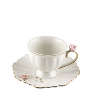 Սուրճի բաժակ Prime AF2-90FB սպիտակ կերամիկա 90մլ վարդագույն ծաղիկներով 6 հատ