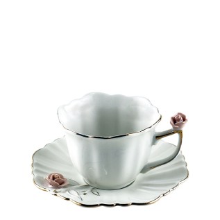 Սուրճի բաժակ Prime AF1-90FB սպիտակ կերամիկա 90մլ վարդագույն ծաղիկներով 6 հատ