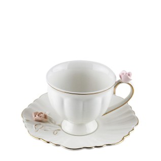 Սուրճի բաժակ Prime AF1-90FB սպիտակ կերամիկա 90մլ վարդագույն ծաղիկներով 6 հատ 1