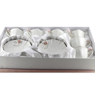 Թեյի բաժակ Prime AF1-220FB սպիտակ կերամիկա 220մլ վարդագույն ծաղիկներով 6 հատ 2